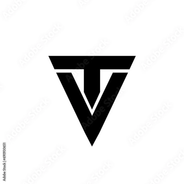 Fototapeta TV letter calligraphic Minimal monogram emblem style vector logo