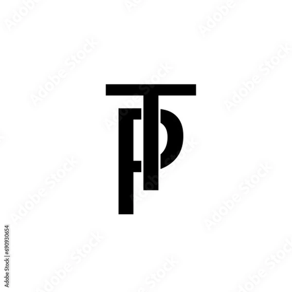 Fototapeta TP letter calligraphic Minimal monogram emblem style vector logo