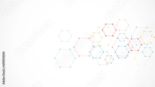 Fototapeta Illustration of hexagons pattern. Geometric abstract background with simple hexagonal elements. Creative idea for medical, technology or science design