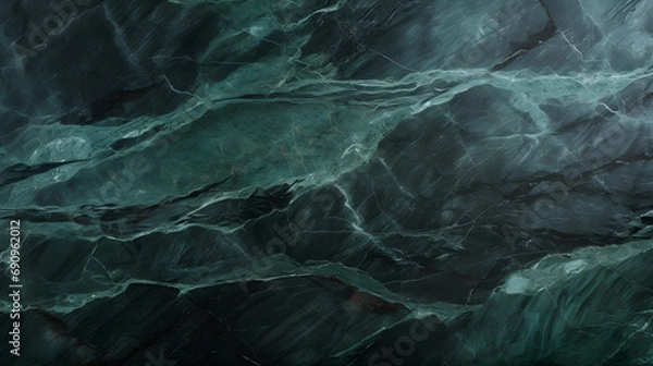 Obraz Patterned natural of dark green marble texture for design. Generative AI.
