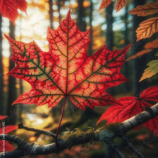 Obraz red maple leaves