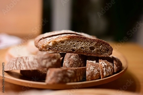 Obraz fresh tasty vinschgauer bread on plate 