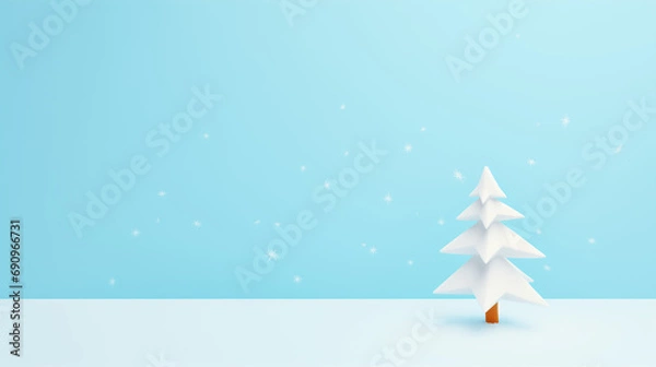 Fototapeta festive backgrounds, relax simple light minimalistic Christmas tree, the simplest cute Christmas tree, Merry Christmas, XMAS, happy new year, blank sheet, blank letterhead, blank picture postcard