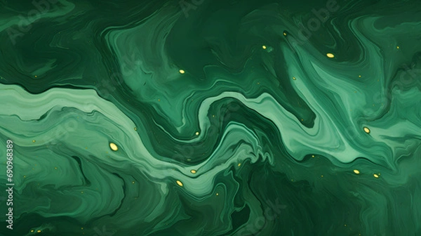 Obraz seamless modern abstract background with green swirls in modern marble texture. Generative AI.