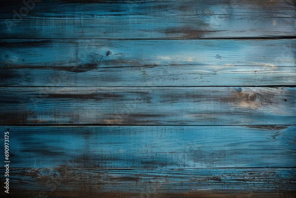Fototapeta Timeber blue wooden vintage texture and background copy space, ai generative