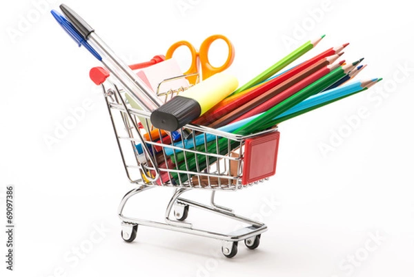 Fototapeta Caddy with school equipment