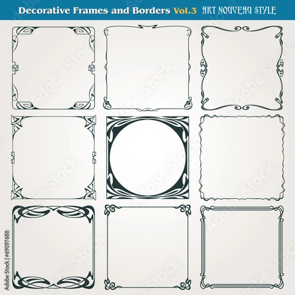 Obraz Decorative borders and frames Art Nouveau style vector