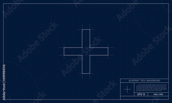 Obraz Futuristic blueprint-style health illustration background, making it ideal for projects related to medical technology, health infrastructure, and cutting-edge design.