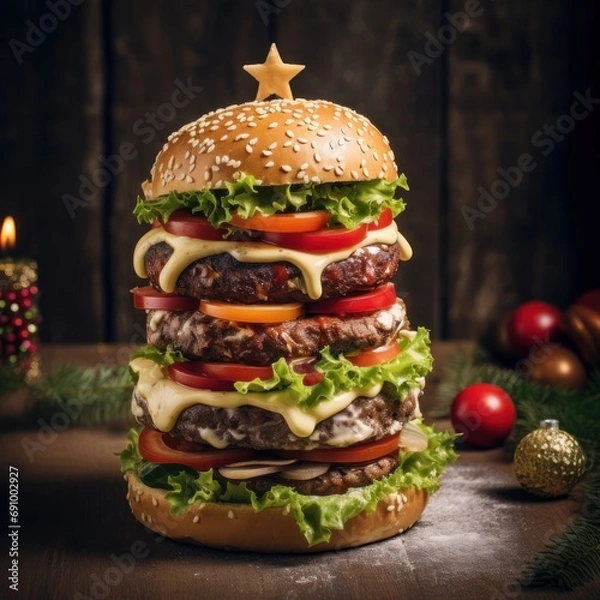 Obraz Christmas tree made from burger
