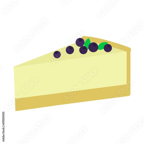 Obraz Cheesecake with blueberry, vector illustration, eps 8