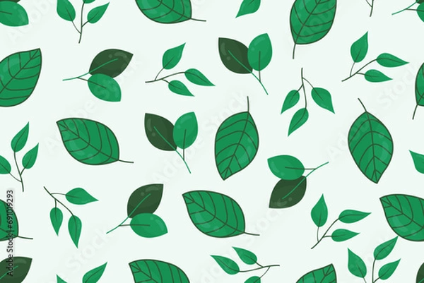 Fototapeta vector hand drawn abstract green leaf pattern
