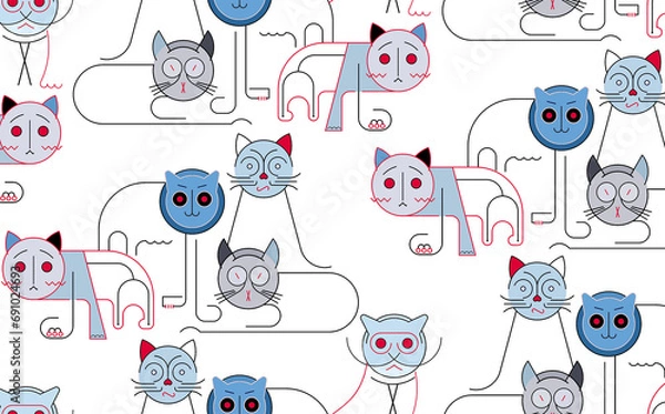 Fototapeta seamless pattern with cats 