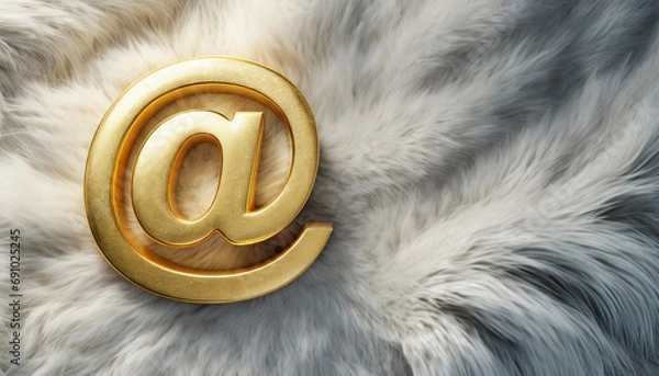 Fototapeta Golden AT Symbol @ on white fur