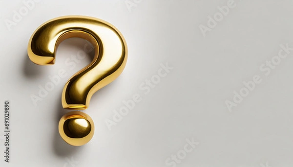 Fototapeta Golden 3D Question mark symbol. When, What, How  Icons.