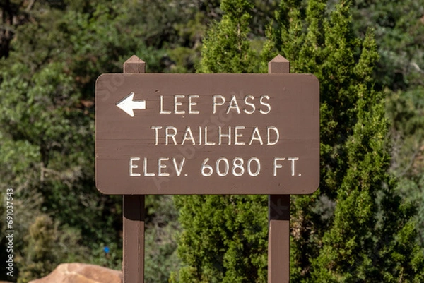 Obraz Lee Pass Trailhead Sign In Zion