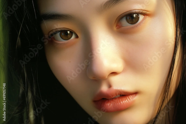 Fototapeta 見つめる女性のポートレート　AI画像