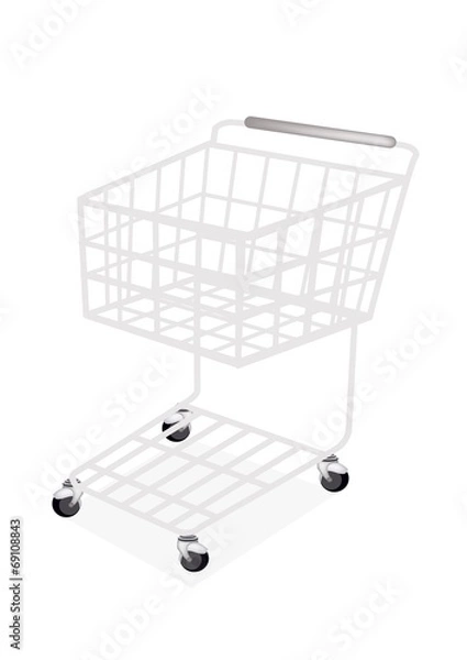Obraz Empty Supermarket Shopping Cart on White Background