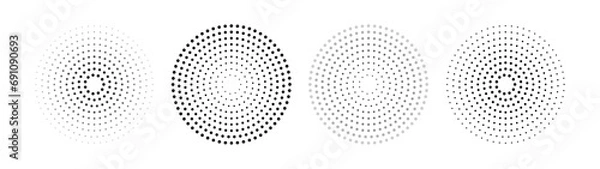 Fototapeta Sound pulsation circles pack. Point radio waves. Isolated vector illustration on white background.