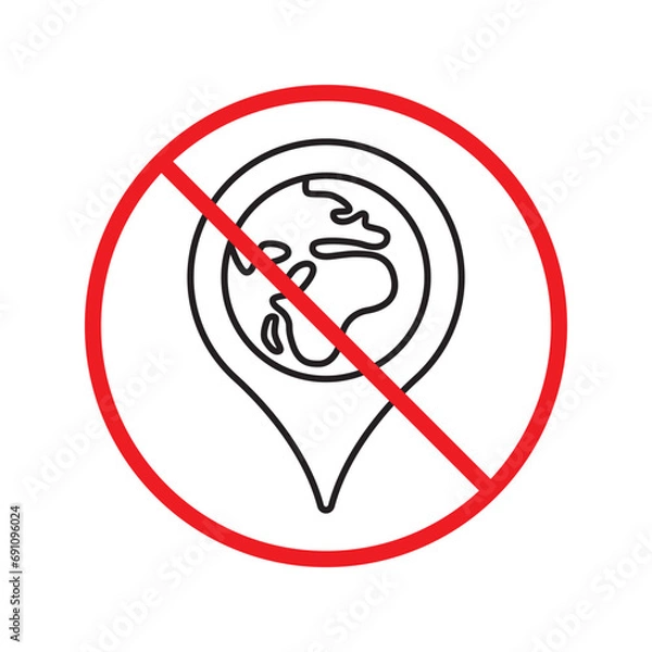 Fototapeta Forbidden loupe vector icon. Warning, caution, attention, restriction, label, ban, danger. No magnifier flat sign design pictogram symbol. No zoom find search look icon