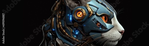Fototapeta Anthropomorphic cyber cat