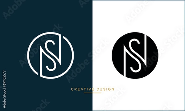 Obraz NS or SN Alphabet letters logo monogram