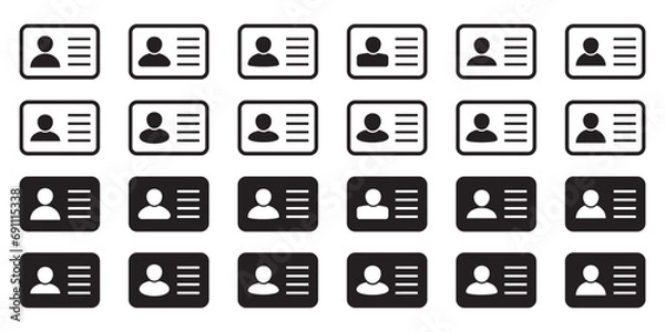 Fototapeta ID Card icon. Employee clerk card, driver license, Identification card, staff identification card symbol. Design for website and mobile app.