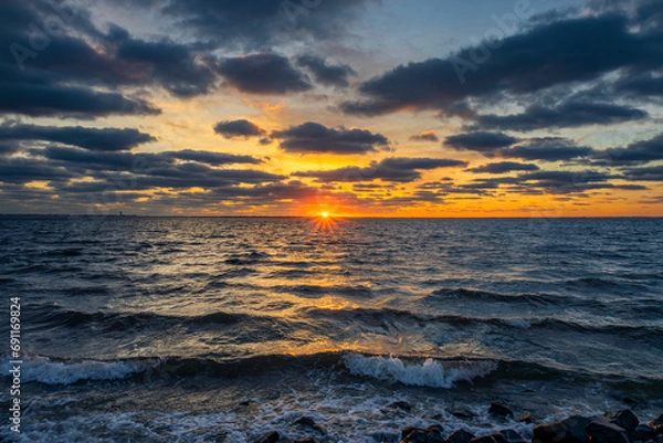 Fototapeta Colorful Sunrise Skies On Barnegat Bay In New Jersey