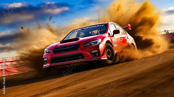 Obraz Racing car on the race track. Cross-country racing. 