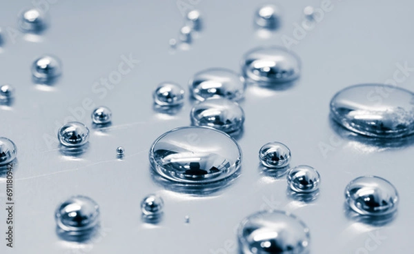 Fototapeta mercury toxic metal, spilled drops of mercury
