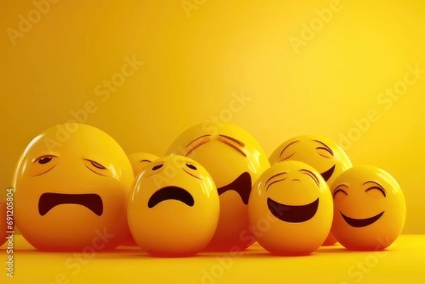Fototapeta Sad yellow gold unhappy feelings pout circle face anger Smiley with Bad Mood, Unfriendly unlucky round frustrated client review experience, customer, bad service negative feedback, smooch ball in hand