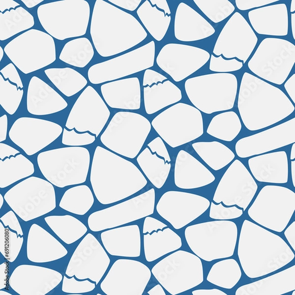 Obraz Broken ice parts seamless vector pattern. Winter background with cartoon frozen water slice.