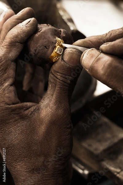Obraz Goldsmith and diamond ring.
