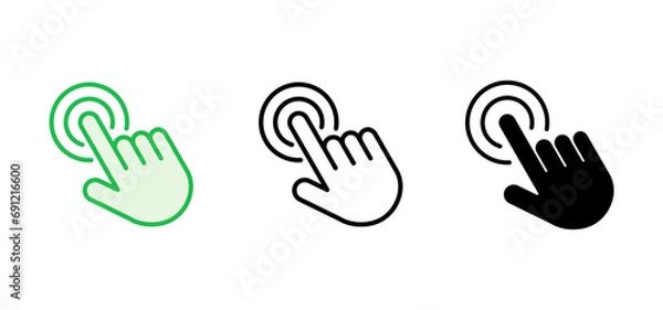 Obraz Hand click icon set. pointer icon vector. hand cursor icon vector