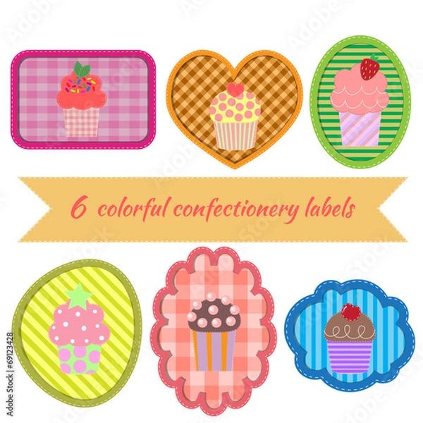 Obraz Set of multicolored confectionery label
