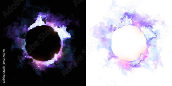 Fototapeta Enchanting purple and teal ring with a mystical aura, perfect for overlay VFX. Seamless integration with alpha transparency.