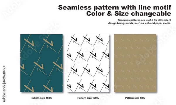 Fototapeta 線をモチーフにしたシンプルな背景パターン、シームレス、幾何学的、ベクター、グラフィック素材