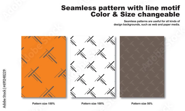 Fototapeta 線をモチーフにしたシンプルな背景パターン、シームレス、幾何学的、ベクター、グラフィック素材