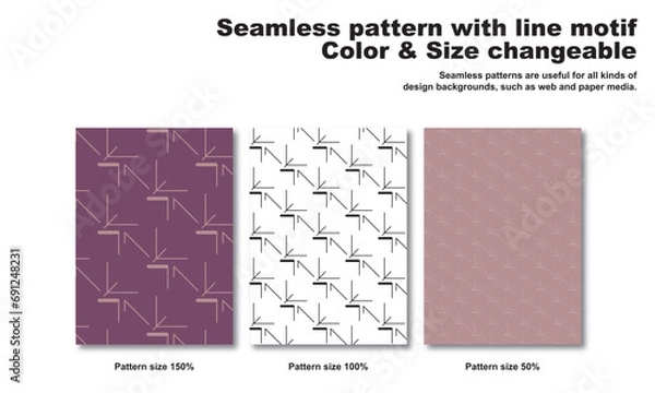 Fototapeta 線をモチーフにしたシンプルな背景パターン、シームレス、幾何学的、ベクター、グラフィック素材