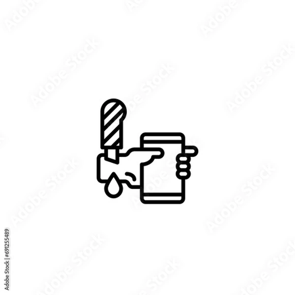 Fototapeta Cyber attack to suicide outline style icon and illustration - vector