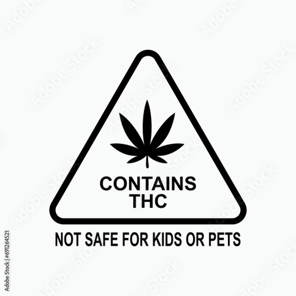 Obraz Contains THC Warning. Information Product, Tetrahydrocannabinol Symbol for Design and  Medical Websites, Presentation or Application. 