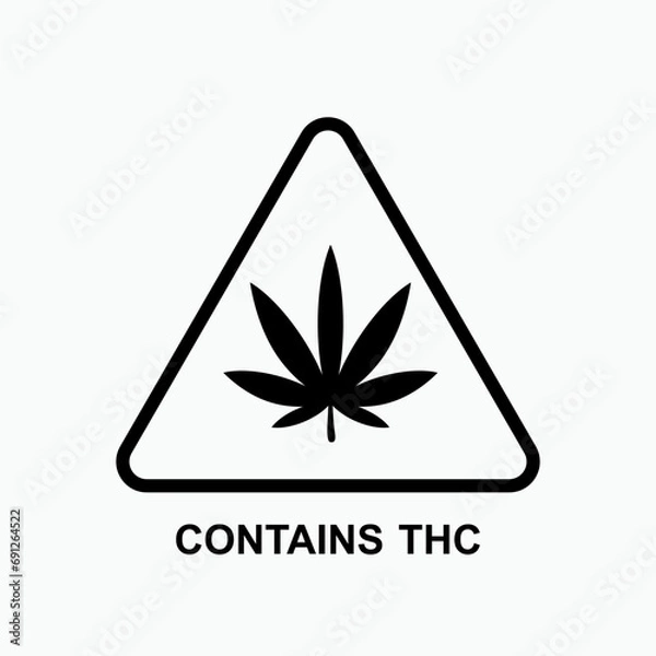 Fototapeta Contains THC Warning. Information Product, Tetrahydrocannabinol Symbol for Design and  Medical Websites, Presentation or Application. 
