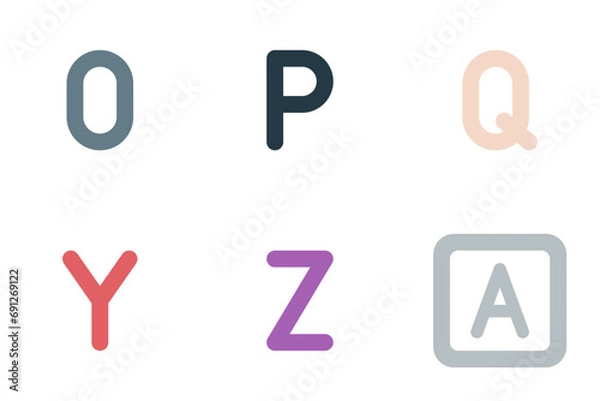 Obraz alphabet flat icon set bundle 07