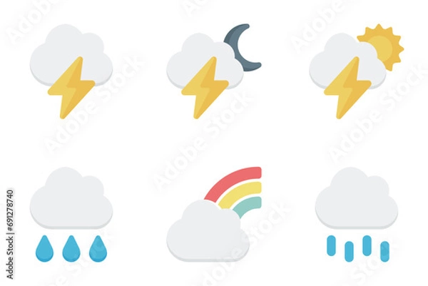 Fototapeta weather flat icon set bundle 02
