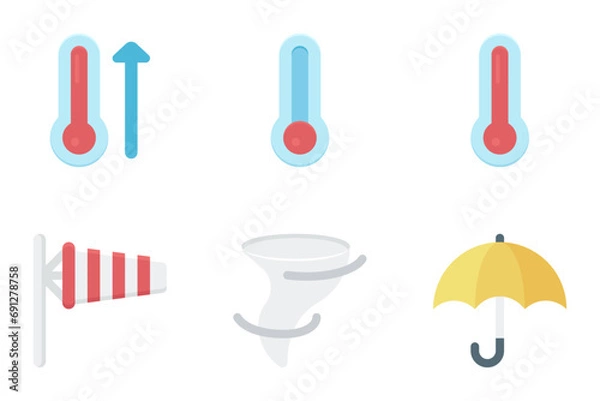 Fototapeta weather flat icon set bundle 10
