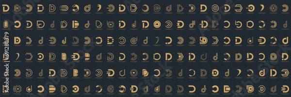 Fototapeta Set of abstract initial letter D logo design template. icons for business of luxury, god, elegant, simple