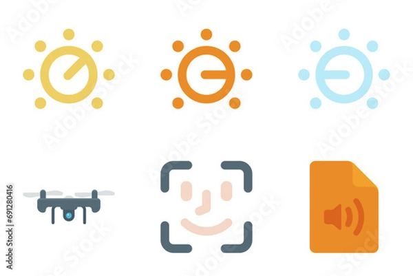 Fototapeta film and video flat icon set bundle 06