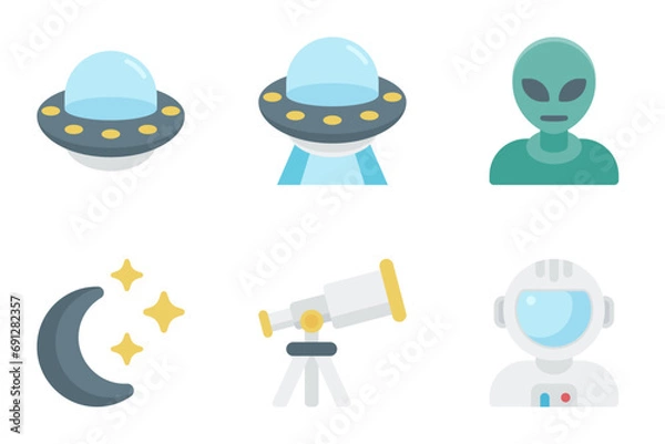 Fototapeta astronomy flat icon set bundle 04