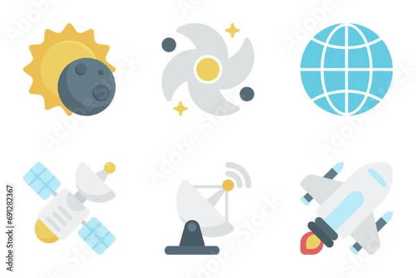 Fototapeta astronomy flat icon set bundle 02