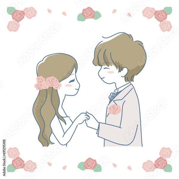Obraz 手を取り合う男女のイラスト素材
