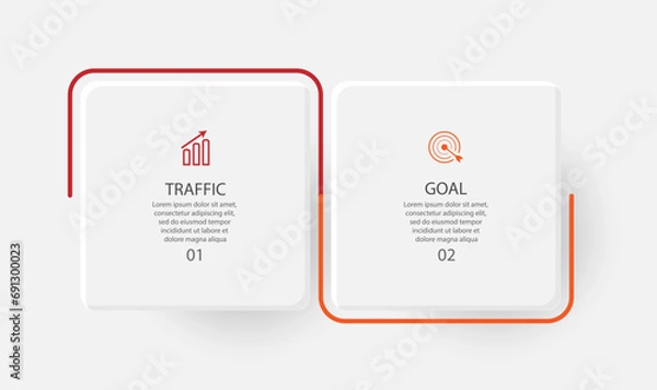 Fototapeta business infographic template 2 options or steps. thin line design with icons, text, number. used for process diagrams, workflow layouts, flowcharts, infographics, 
and your presentations